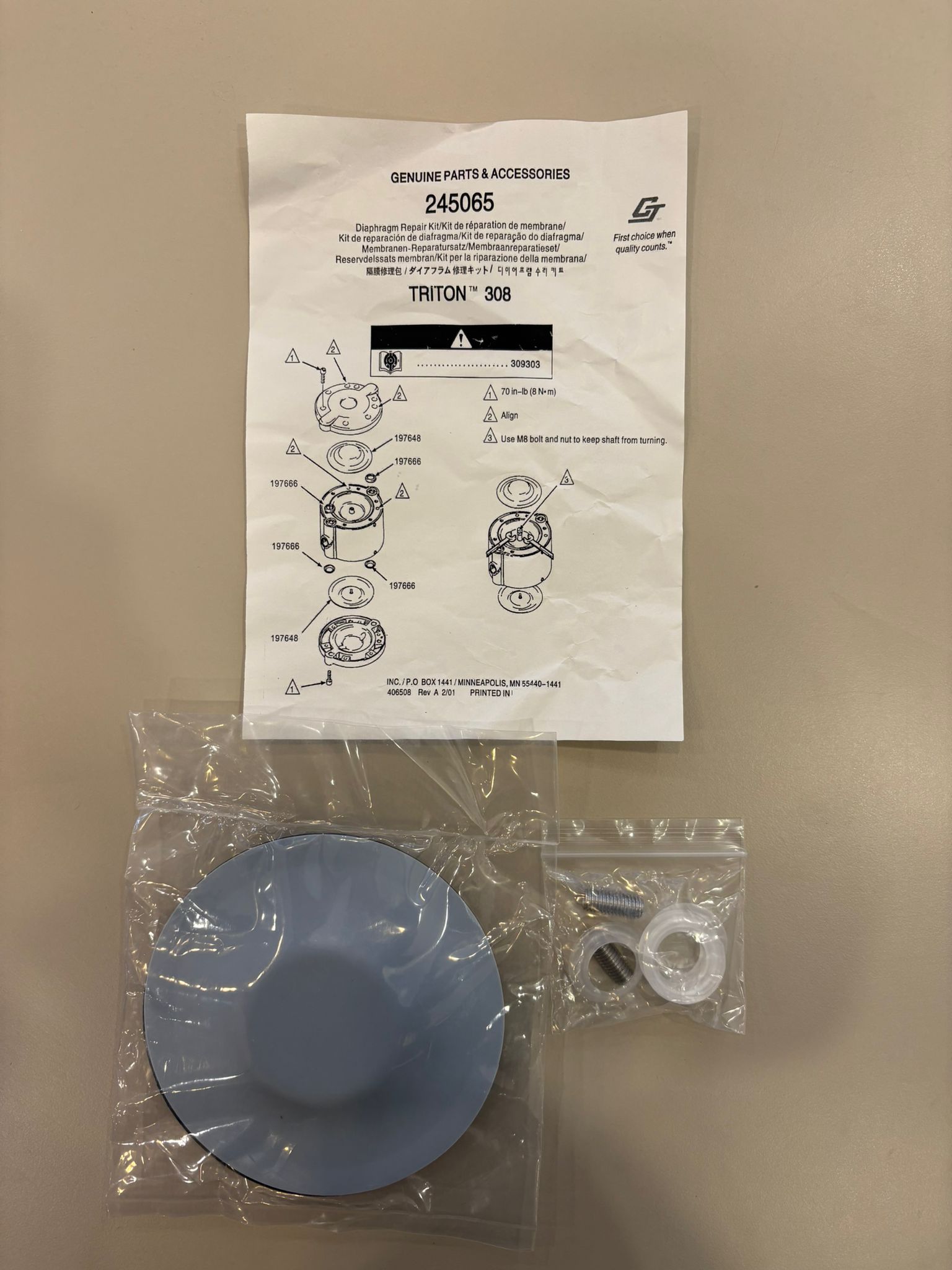 Graco Triton 308 Diyafram Tamir Kiti (245065) – Uyumlu Yedek Parça